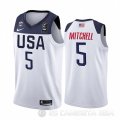 Camiseta Donovan Mitchell #5 USA 2019 FIBA Basketball World Cup Blanco